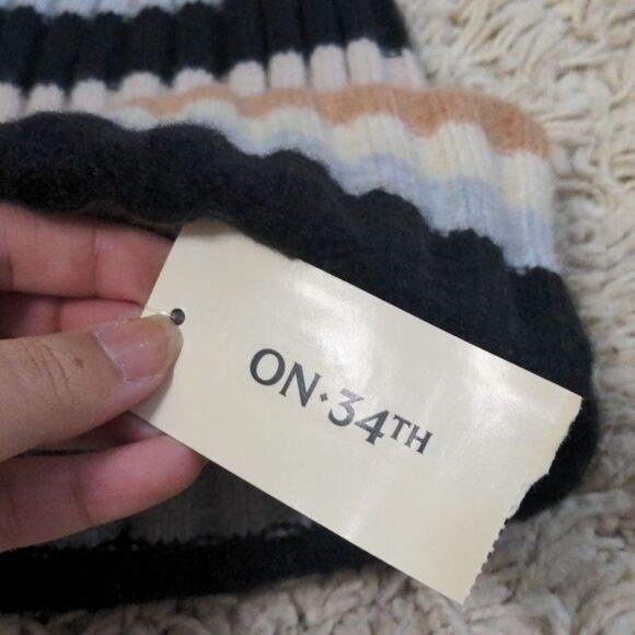 On 34th Neutral Stripes Beanie - Picture 3 of 6